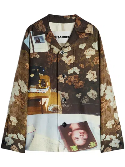 Jil Sander Graphic-print Jacket In Yellow