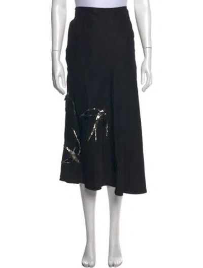 Pre-owned Jil Sander Graphic Print Midi Length Skirt In Black