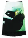 Jil Sander Printed Skirt With Rouches Green Night In Black