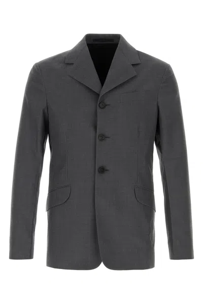 Jil Sander Wool Tailored Blazer Single Breasted Notch Lapel In Gray