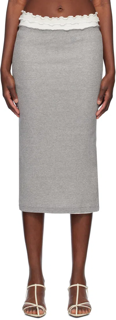 JIL SANDER GRAY 3 LAYERS MIDI SKIRT SET