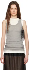Jil Sander Gray & Off-white '3 Layers' Tank Top Set In 971 Granite (100+103