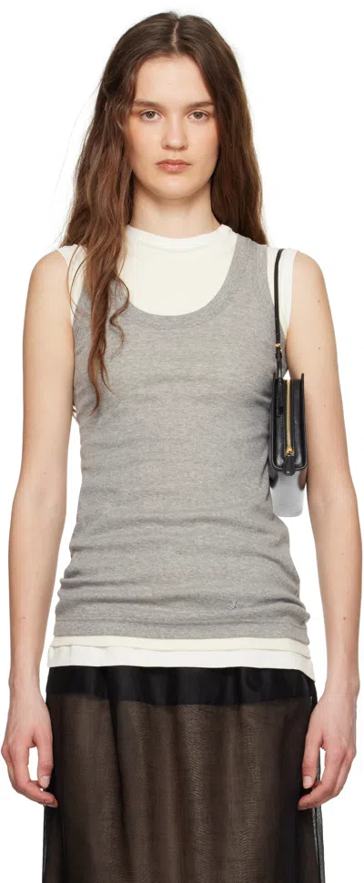Jil Sander Gray & Off-white '3 Layers' Tank Top Set In 971 Granite (100+103