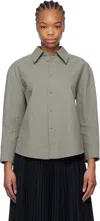 Jil Sander Gray Cropped Linen Shirt In 035 Fossil