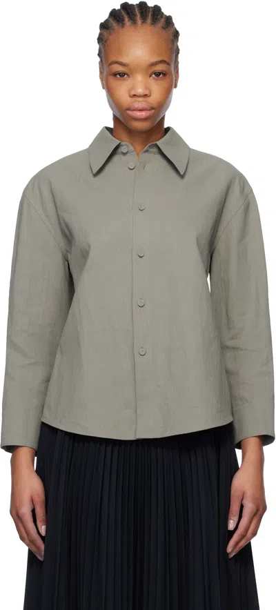 Jil Sander Gray Cropped Linen Shirt In 035 Fossil