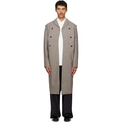 Jil Sander Gray Double-breasted Coat