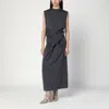 Jil Sander Gray Dress In Wool With Crossover Detail Women