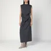 Jil Sander Gray Dress In Wool With Crossover Detail Women In Black