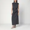 Jil Sander Gray Dress In Wool With Crossover Detail Women In Black