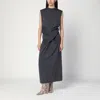Jil Sander Gray Dress In Wool With Crossover Detail Women In Black