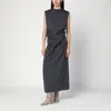 Jil Sander Gray Dress In Wool With Crossover Detail Women In Black