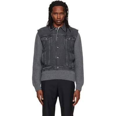 Jil Sander Gray Lightweight Denim Vest In 069 Lava Stone