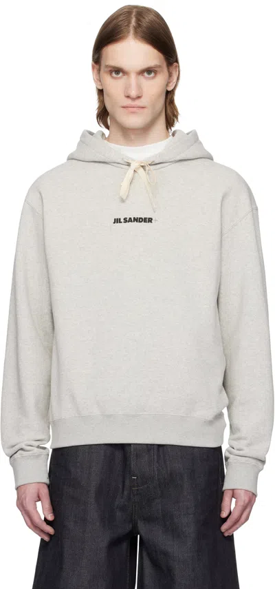 JIL SANDER GRAY LOGO HOODIE