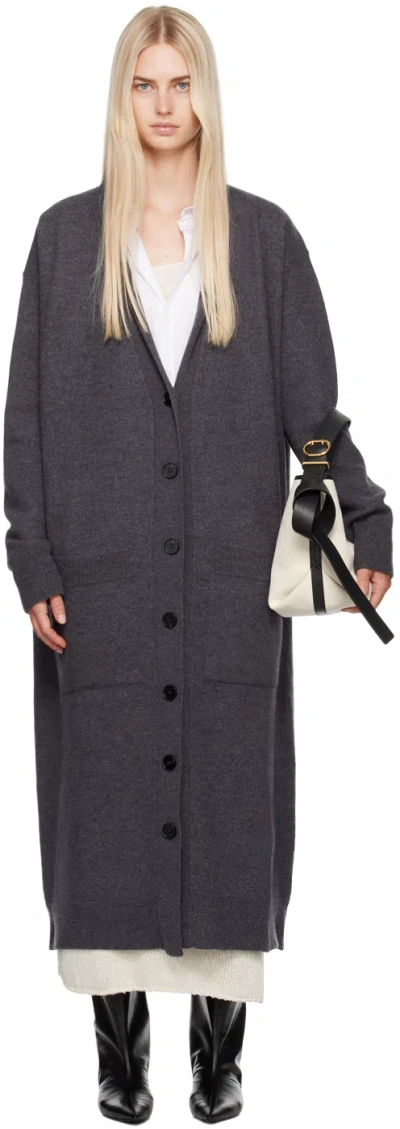 Jil Sander Gray Long Cardigan In 032 Ash Grey