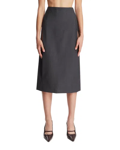 Jil Sander Gray Mohair Wool Herringbone Skirt In Black