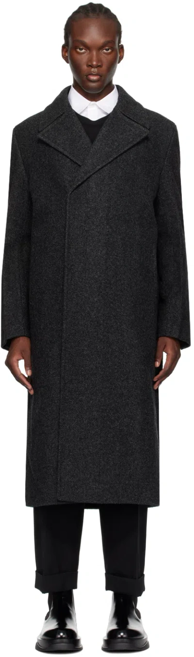 Jil Sander Gray Notched Lapel Coat In 060 *