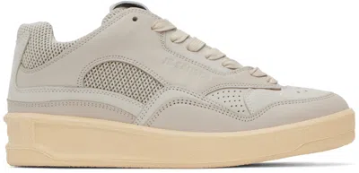 Jil Sander Grey Canvas And Rubber Basket Sneakers In Neutral