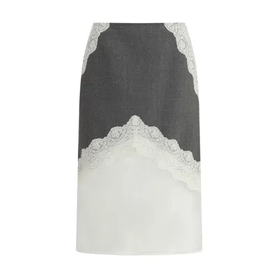 JIL SANDER JIL SANDER GRAY POLYESTER MIDI WOMEN'S SKIRT