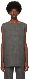 Jil Sander Gray Square Neck Tank Top In 36 Antracite