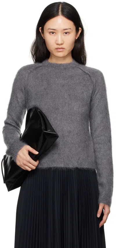 Jil Sander Gray Virgin Wool Brushed Sweater In 020 Rainstorm