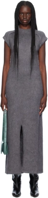 Jil Sander Boiled Wool Brushed Knit Long Dress In 020 Rainstorm