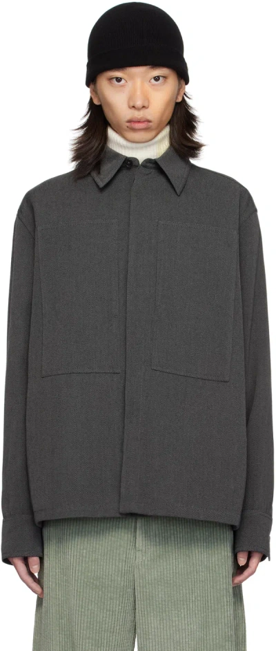 Jil Sander Gray Virgin Wool Shirt In 036 Antracite