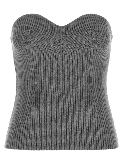 Jil Sander Gray Virgin Wool Women's Blouse