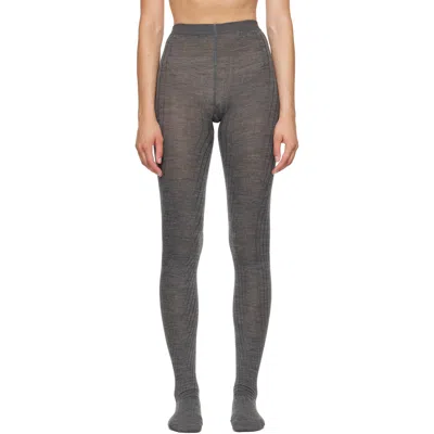 Jil Sander Gray Wool Blend Tights In 21 Asphalt