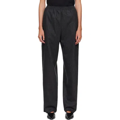 Jil Sander Gray Wool Flannel Trousers In Black