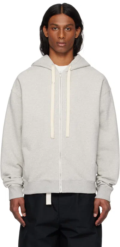 JIL SANDER GRAY ZIPPED HOODIE