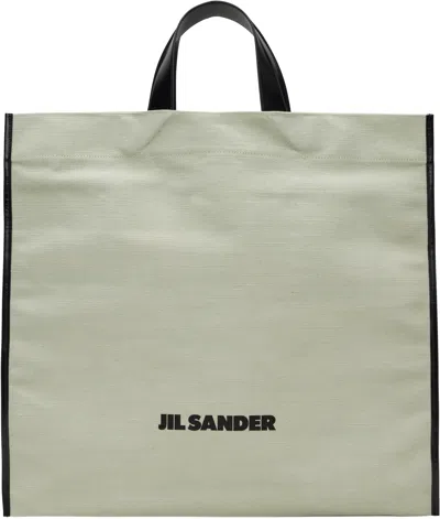 Jil Sander Green Border Book Square Tote