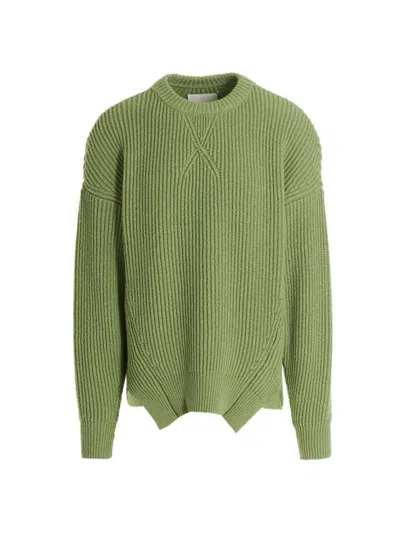 Jil Sander Ribbed-knit Wool-cotton Sweater In Green