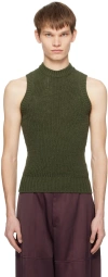 Jil Sander Green Crewneck Tank Top In 314 Military Green