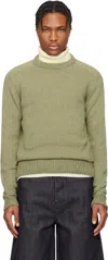 Jil Sander Green Embroidered Sweater In 317 Slate Green