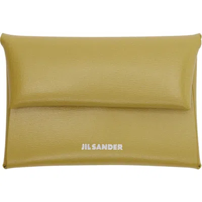 Jil Sander Green Folded Coin Pouch In Nude