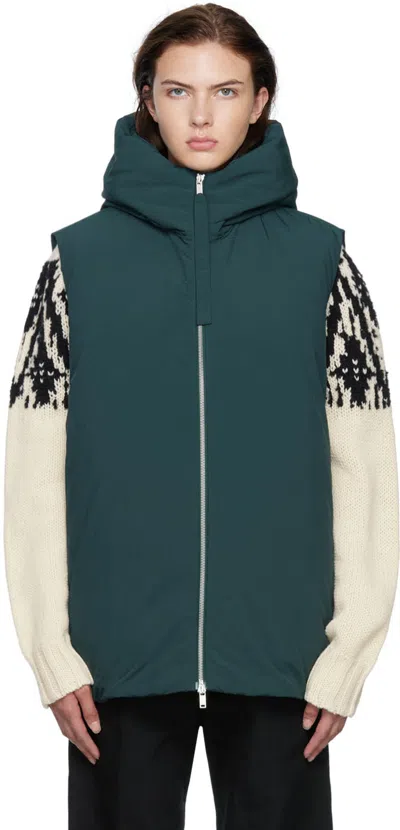 Jil Sander Green Gilet Down Vest In 301 Dark Green