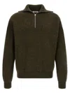 Jil Sander Green Half Zip Sweaters In Green