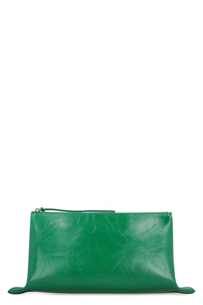 Jil Sander Green Leather Clutch For Women