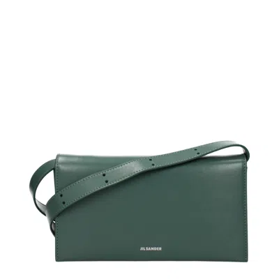 Jil Sander Green Leather Clutch Women's Bag