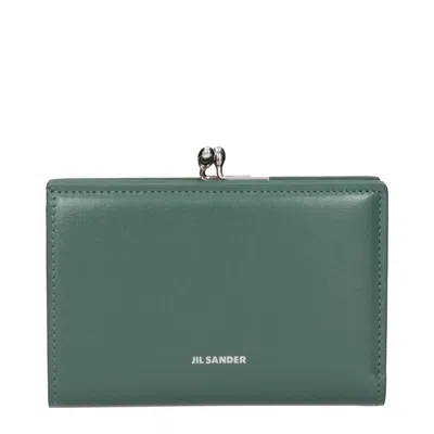 Jil Sander Green Leather Wallet In Purple