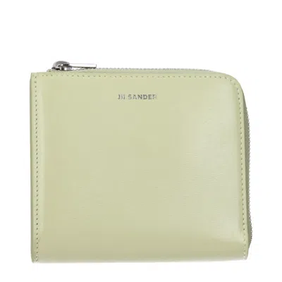 Jil Sander Green Leather Wallets In Brown