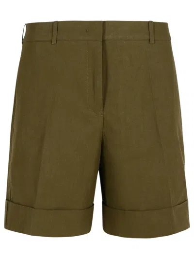 JIL SANDER GREEN LINEN SHORTS