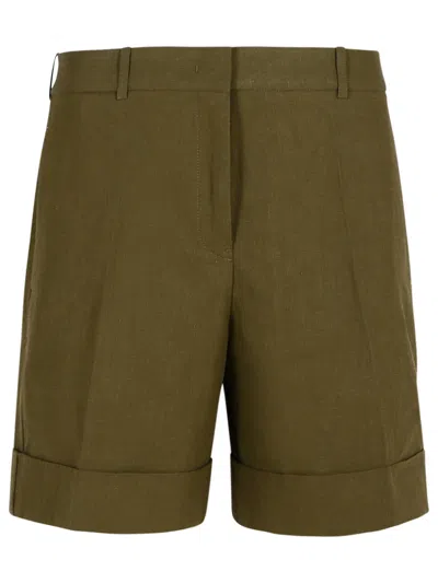 JIL SANDER JIL SANDER GREEN LINEN SHORTS WOMEN
