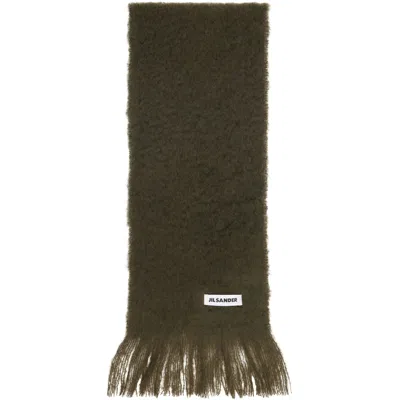 Jil Sander Green Plain Mohair Wool Scarf