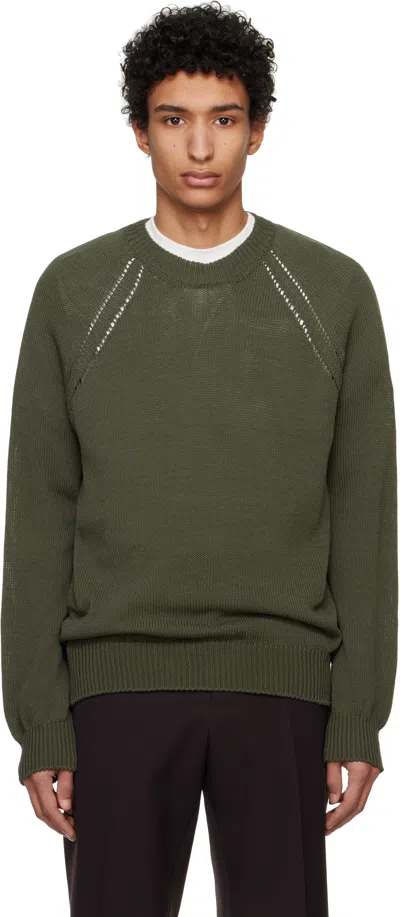 Jil Sander Green Seamless Sweater In 312 Thyme Green