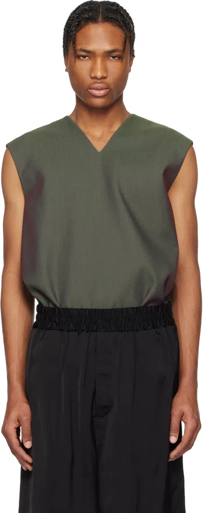 Jil Sander Green Sport Vest In 396 Iridescent Plum