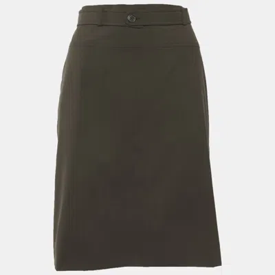 Pre-owned Jil Sander Green Wool Belted Pencil Skirt S