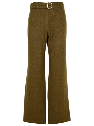 Jil Sander Green Wool Flannel Pants Women