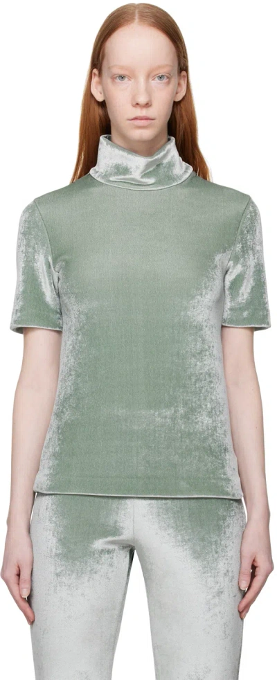 Jil Sander Green Zip Turtleneck In 449 Steel Blue