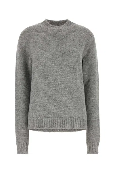 Jil Sander Alpaca Wool Blend Sweater With Ribbed Cuffs In Gray